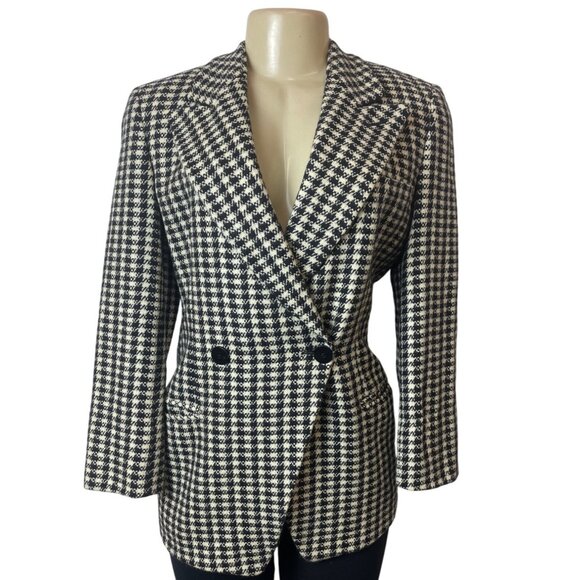 Giorgio Armani Le Collezioni Women’s Black and White Wool Coat Size 40/6